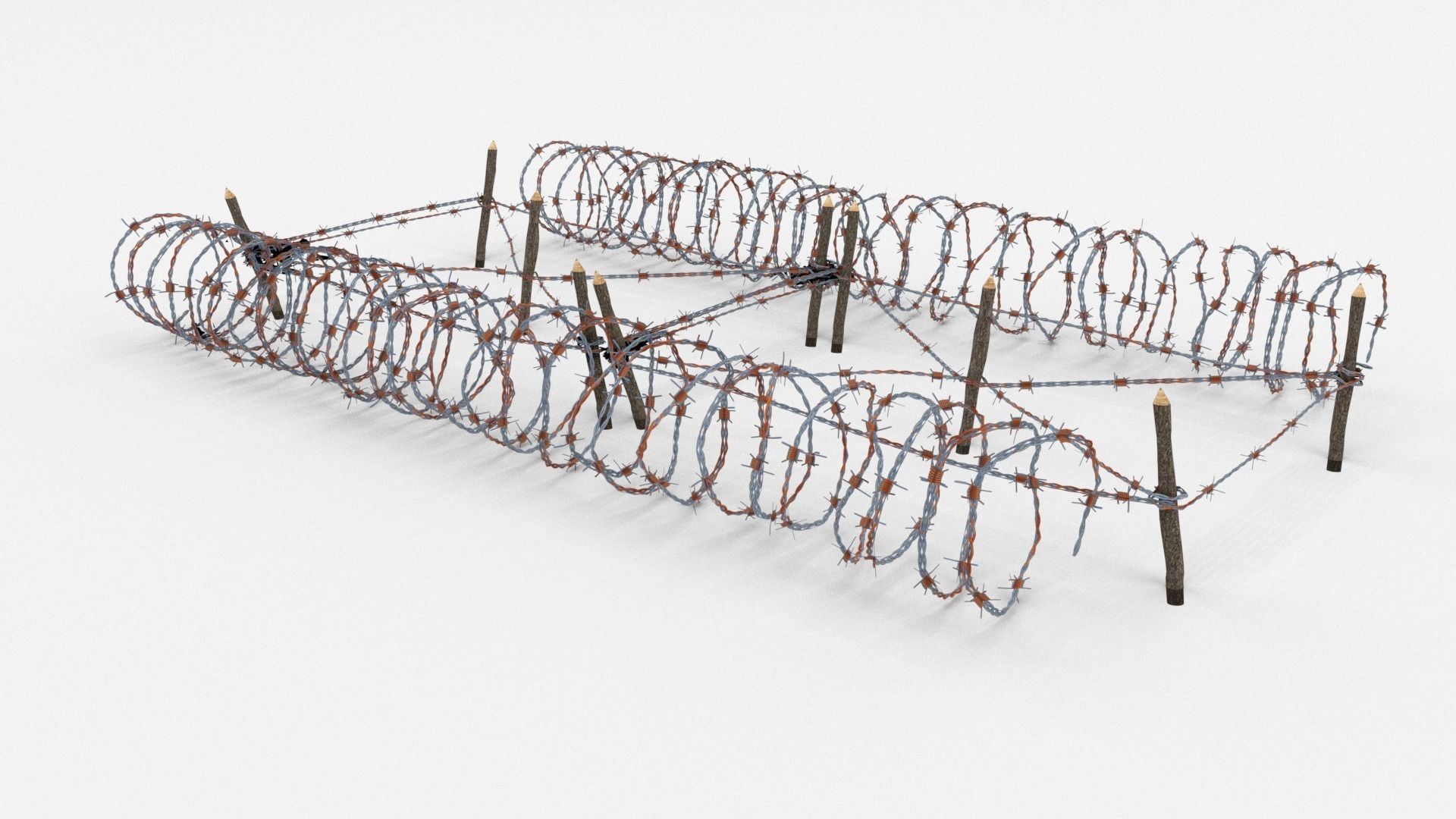 Low Poly Barb Wire Obstacle Low-poly 3D model_6