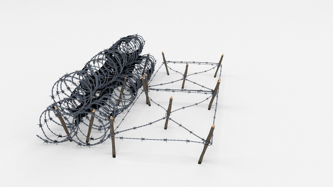 Low Poly Barb Wire Obstacle Low-poly 3D model