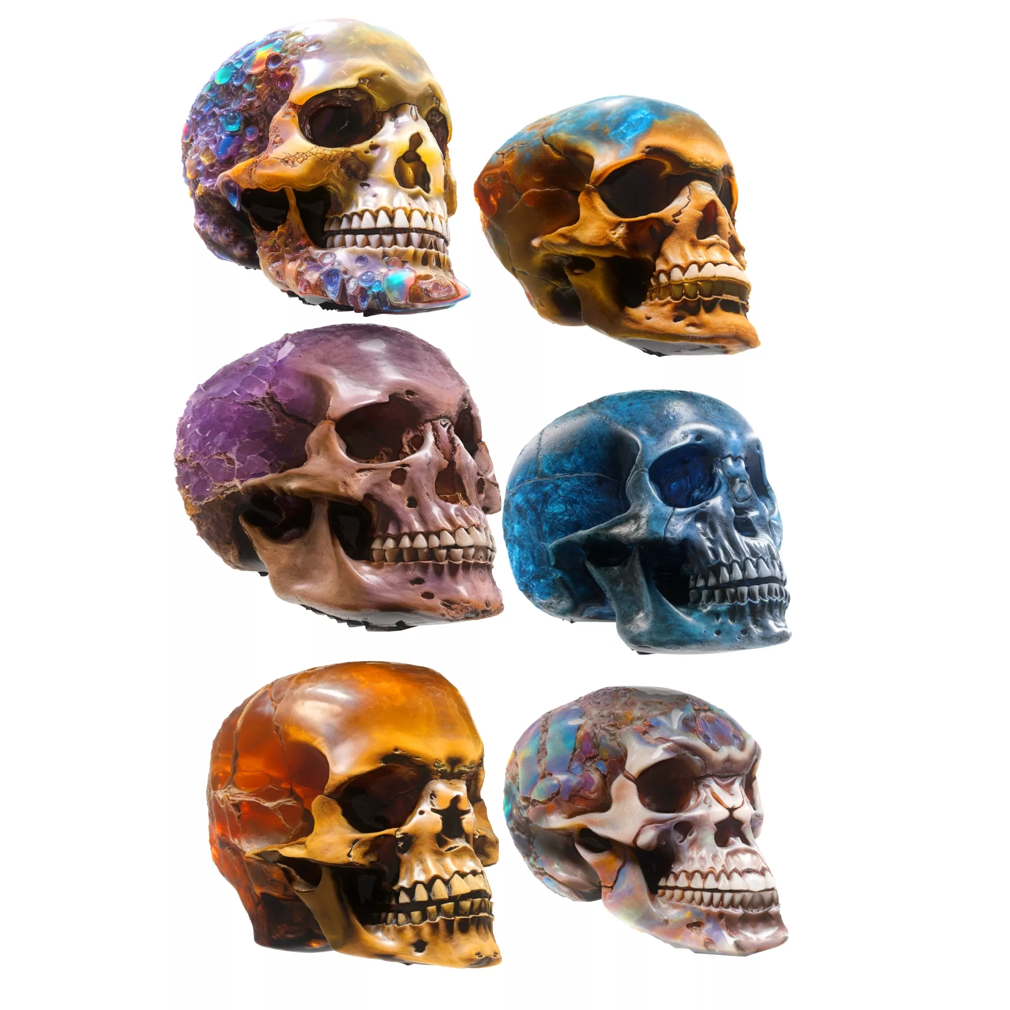 Magical Crystal Skulls Pack 6 Low-poly 3D model