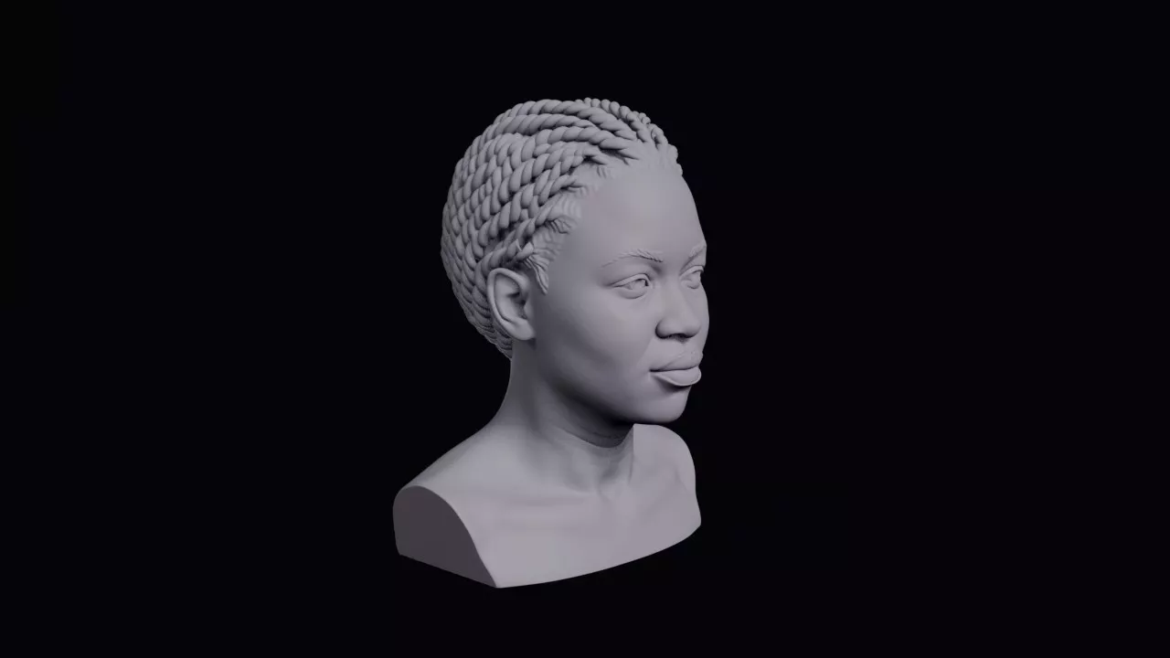 Young Ugandan Woman With Wide Warm Face Bust 3D print model