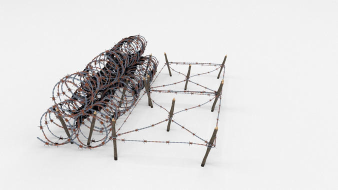 Low Poly Barb Wire Obstacle