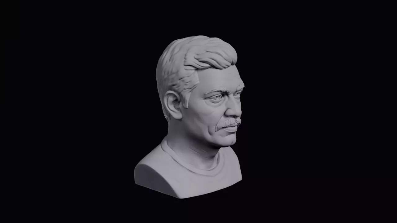Young Tamil Man With Thick Moustache Bust 3D print model