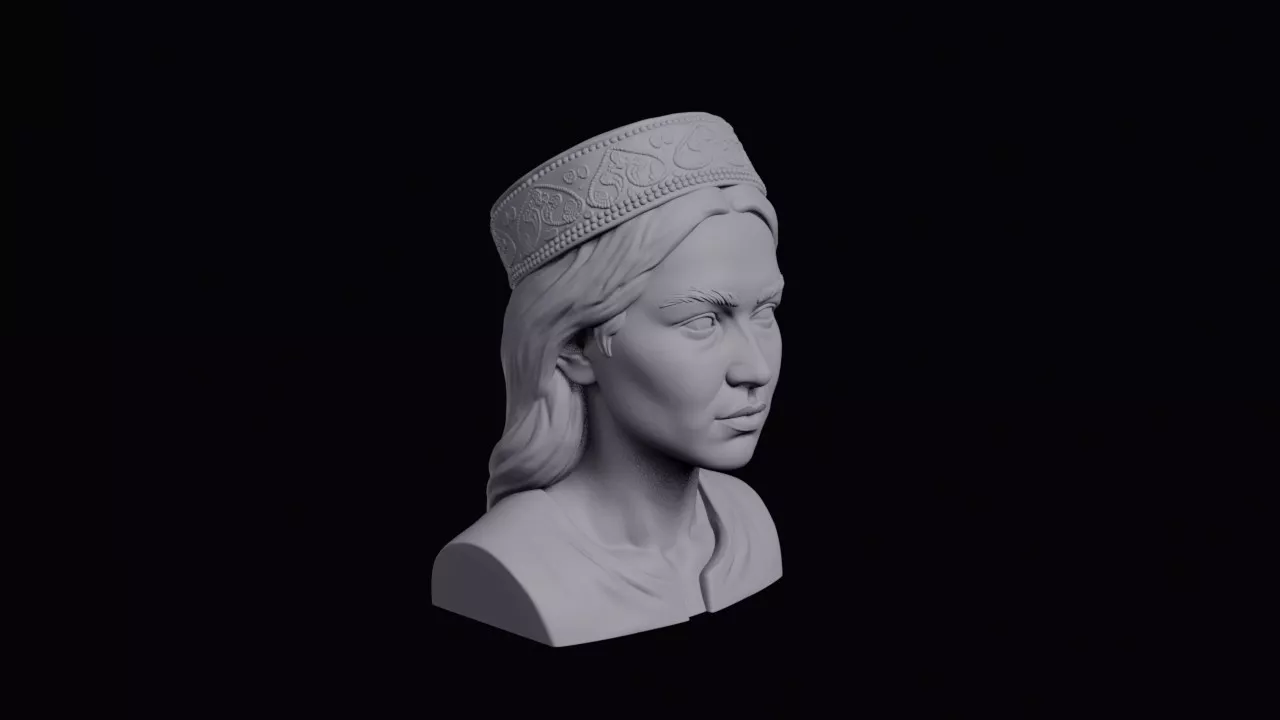 Young Tajik Woman With Beaded Skullcap Bust 3D print model