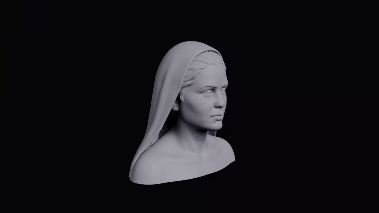 Young Rajasthani Woman With Bright Veil Pulled Forward Bust 3D print model