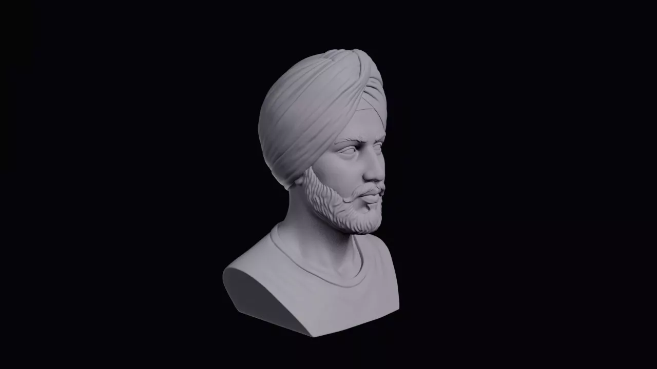 Young Punjabi Man With Turban Bust 3D print model