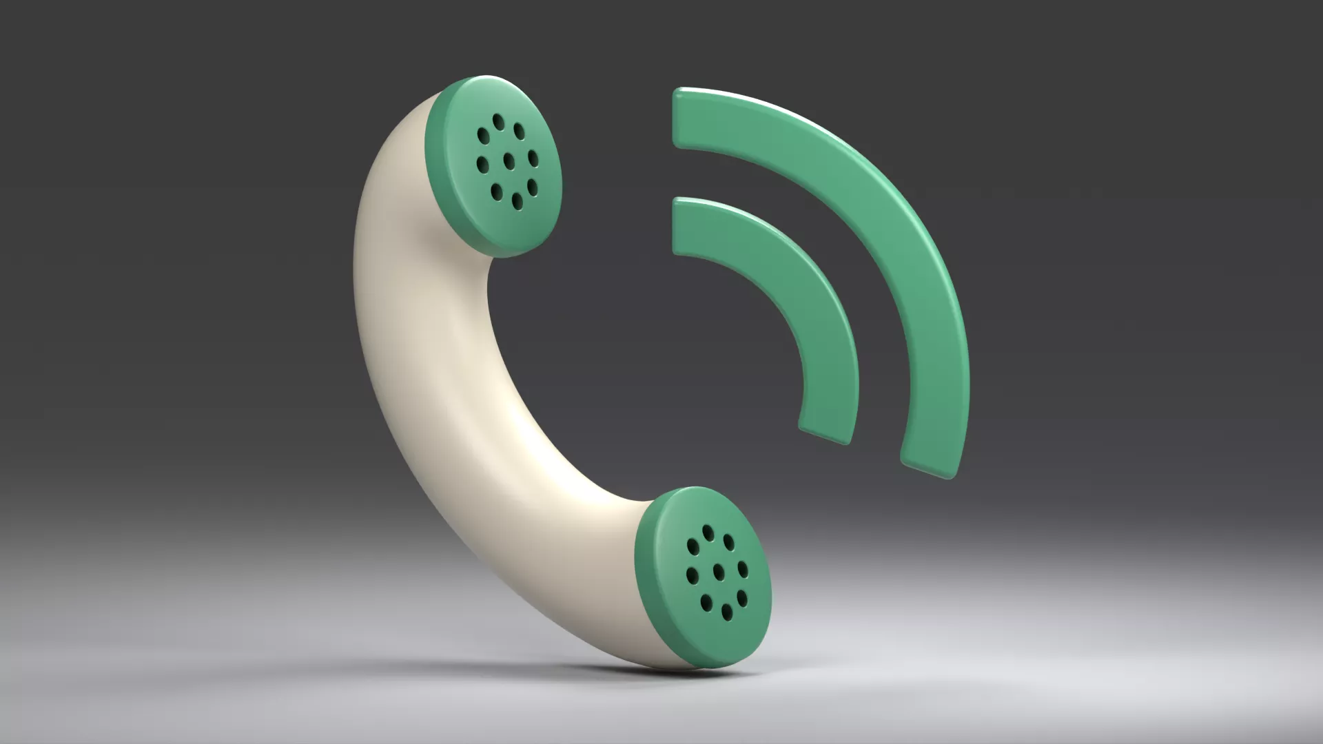 Cream Phone Receiver with Green Sound Arcs Low-poly 3D model