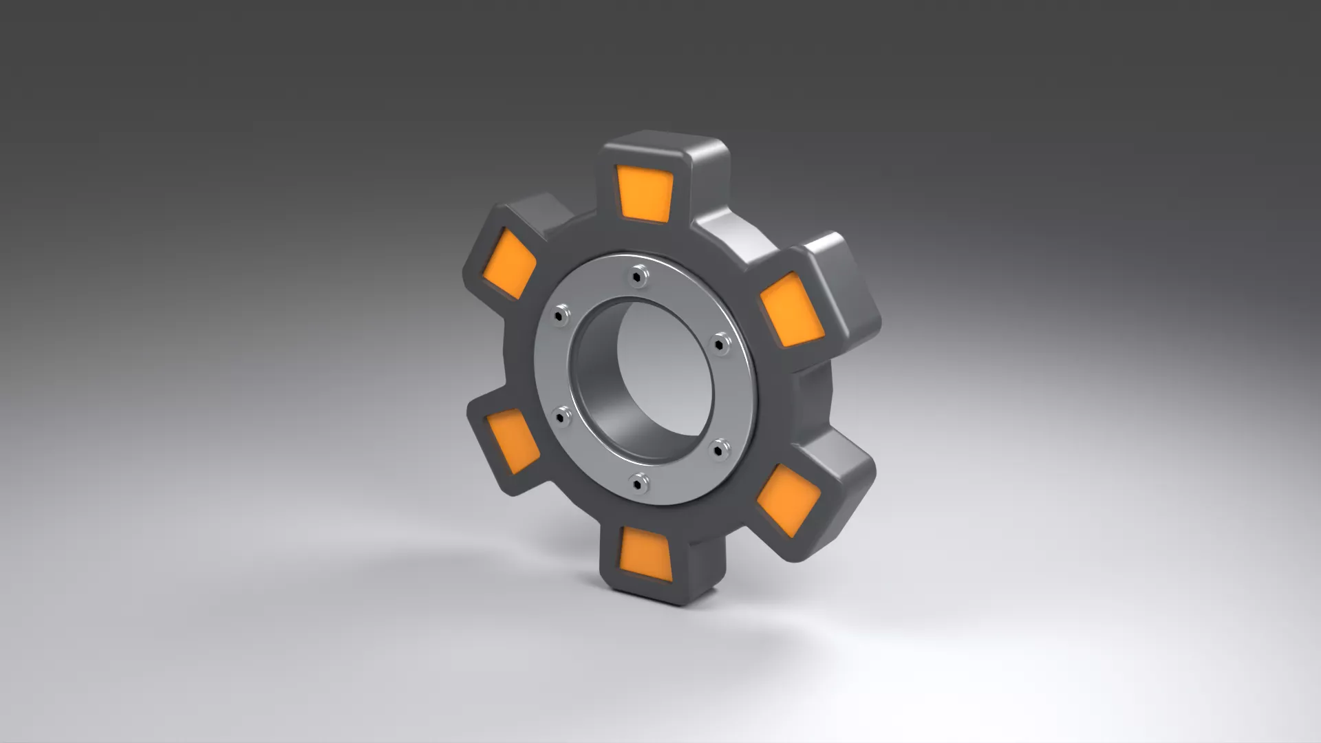 Gray Cogwheel with Orange Accent Panels Low-poly 3D model