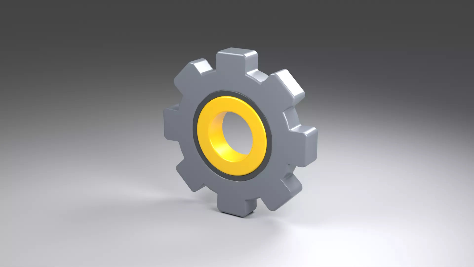 Silver Gear with Yellow Center Ring Low-poly 3D model