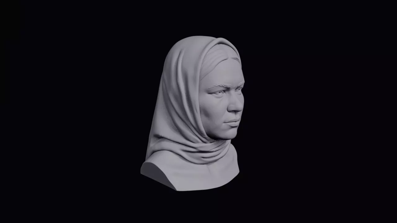 Young Lithuanian Woman With Headscarf Bust 3D print model