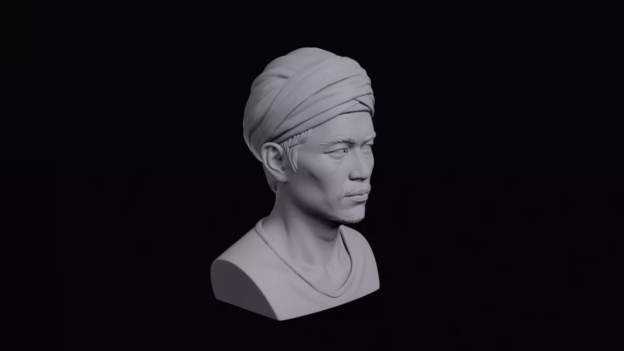 Young Karen Man With Cloth Headwrap Bust 3D print model