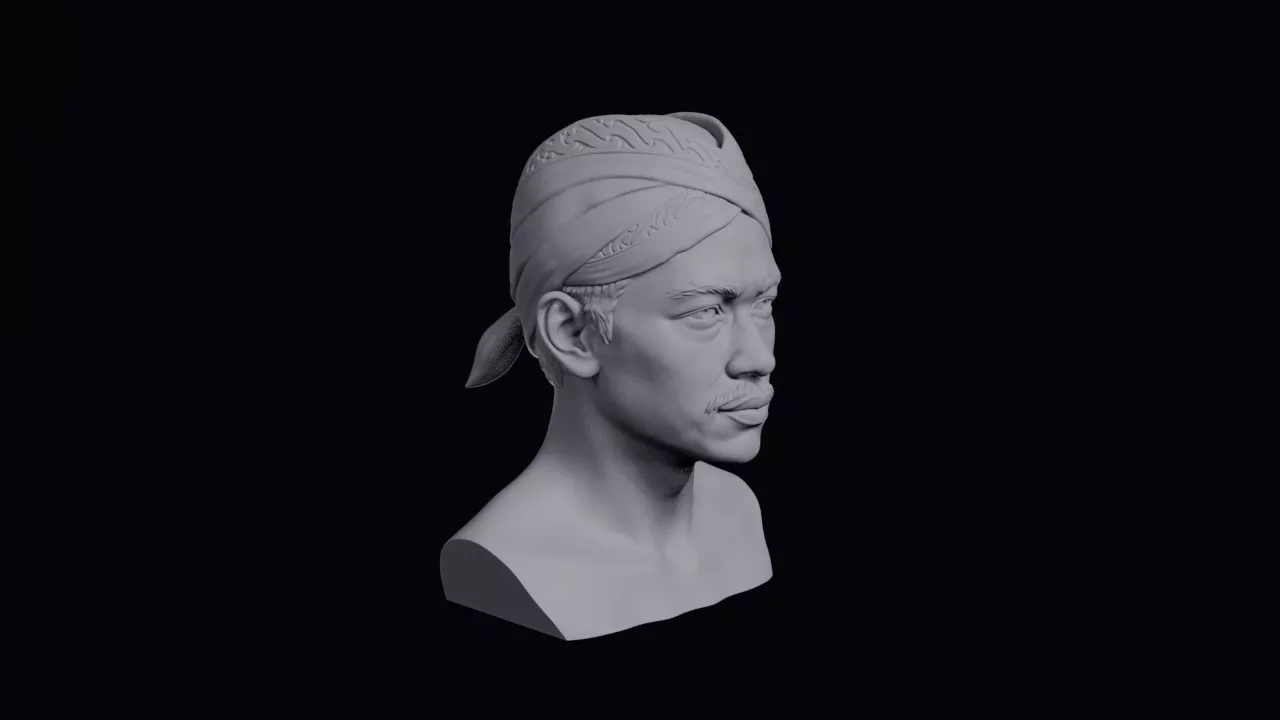 Young Javanese Man With Batik Headcloth Bust 3D print model