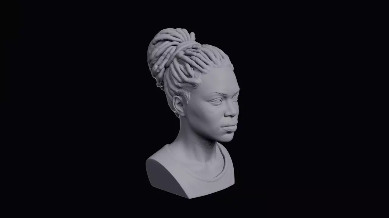 Young Jamaican Woman With Locs Gathered Up Bust 3D print model