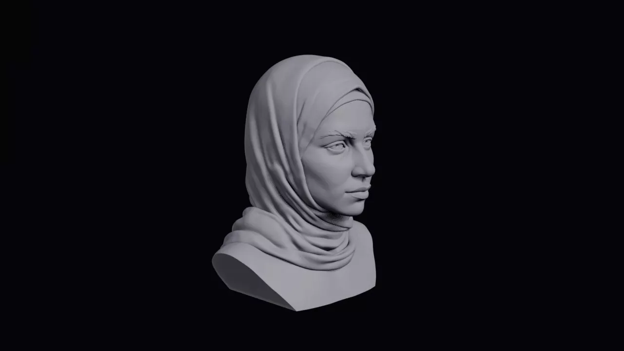 Young Iraqi Woman With Headcovering Bust 3D print model