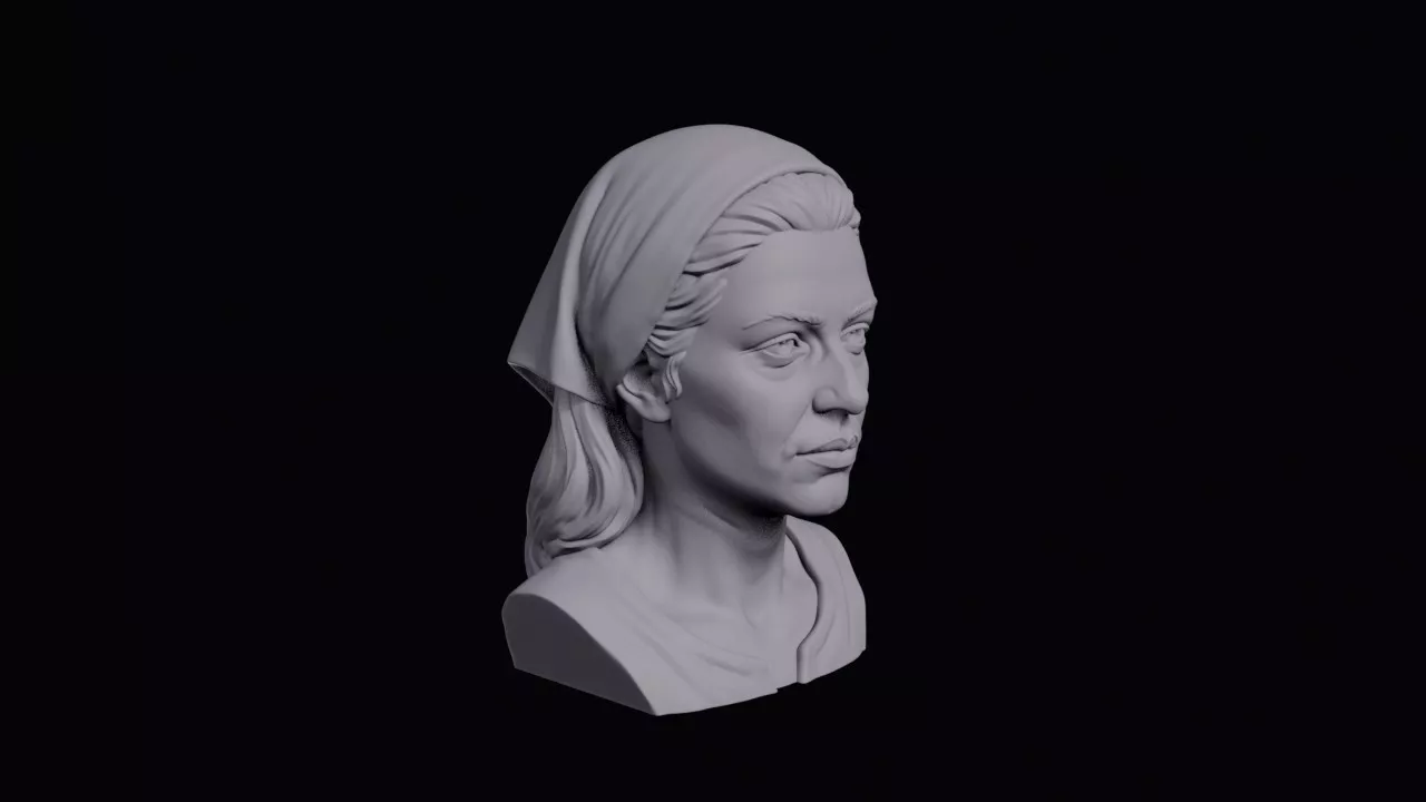 Young Cretan Woman With Kerchief Bust 3D print model