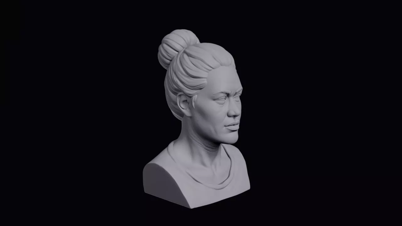Young Cook Islander Woman With Thick Bun Bust 3D print model