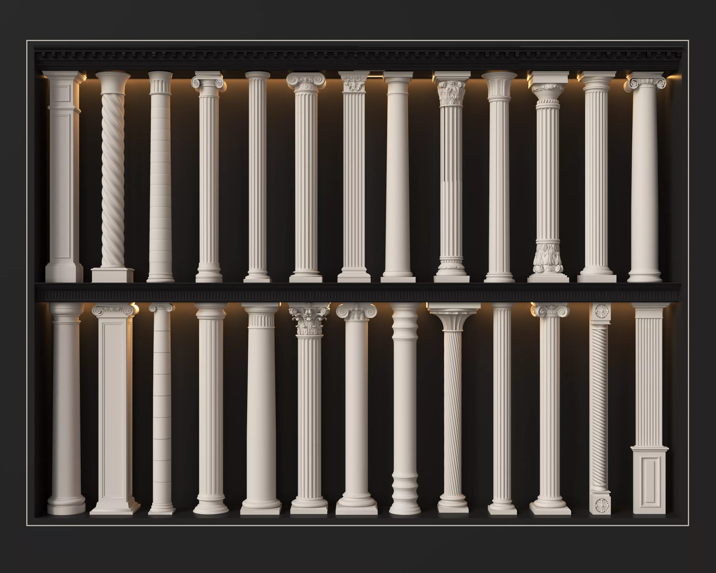 Classical Columns pillar decorate Low-poly 3D model