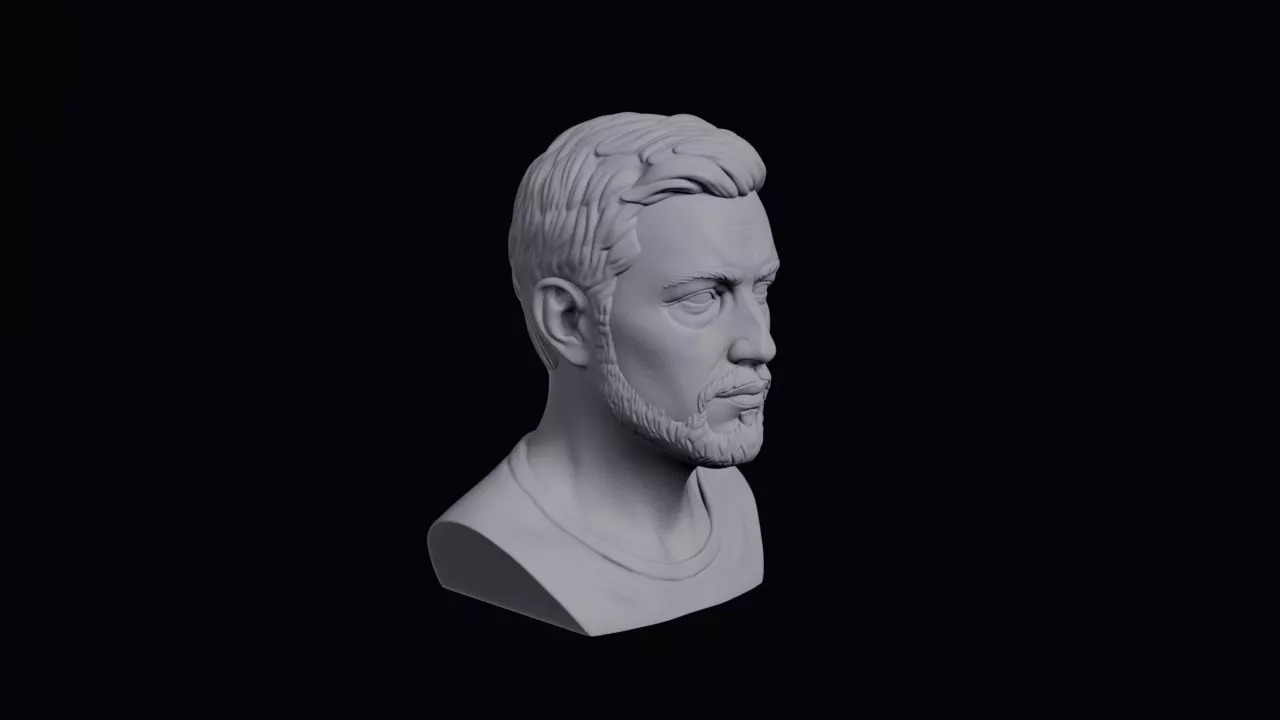 Young Circassian Man With Trimmed Beard Bust 3D print model