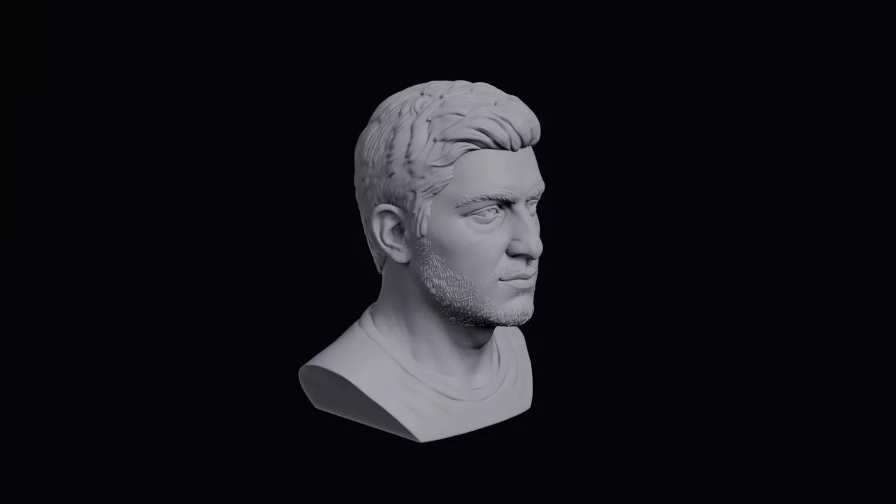 Young Armenian Man With Thick Hair Bust 3D print model