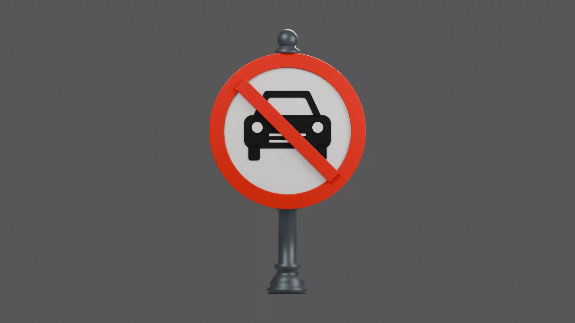 Round Motor Vehicle Prohibition Marker Low-poly 3D model