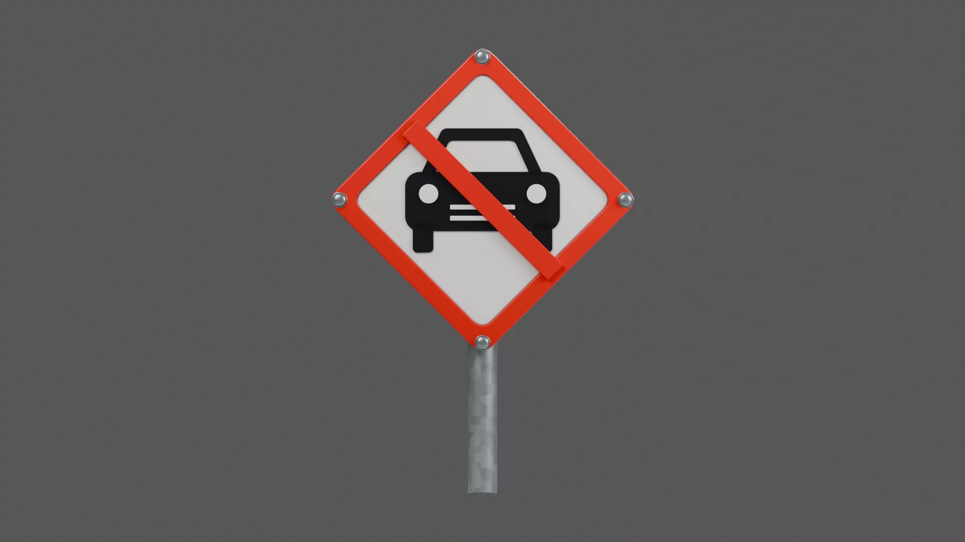Diamond No Vehicle Entry Road Sign Low-poly 3D model