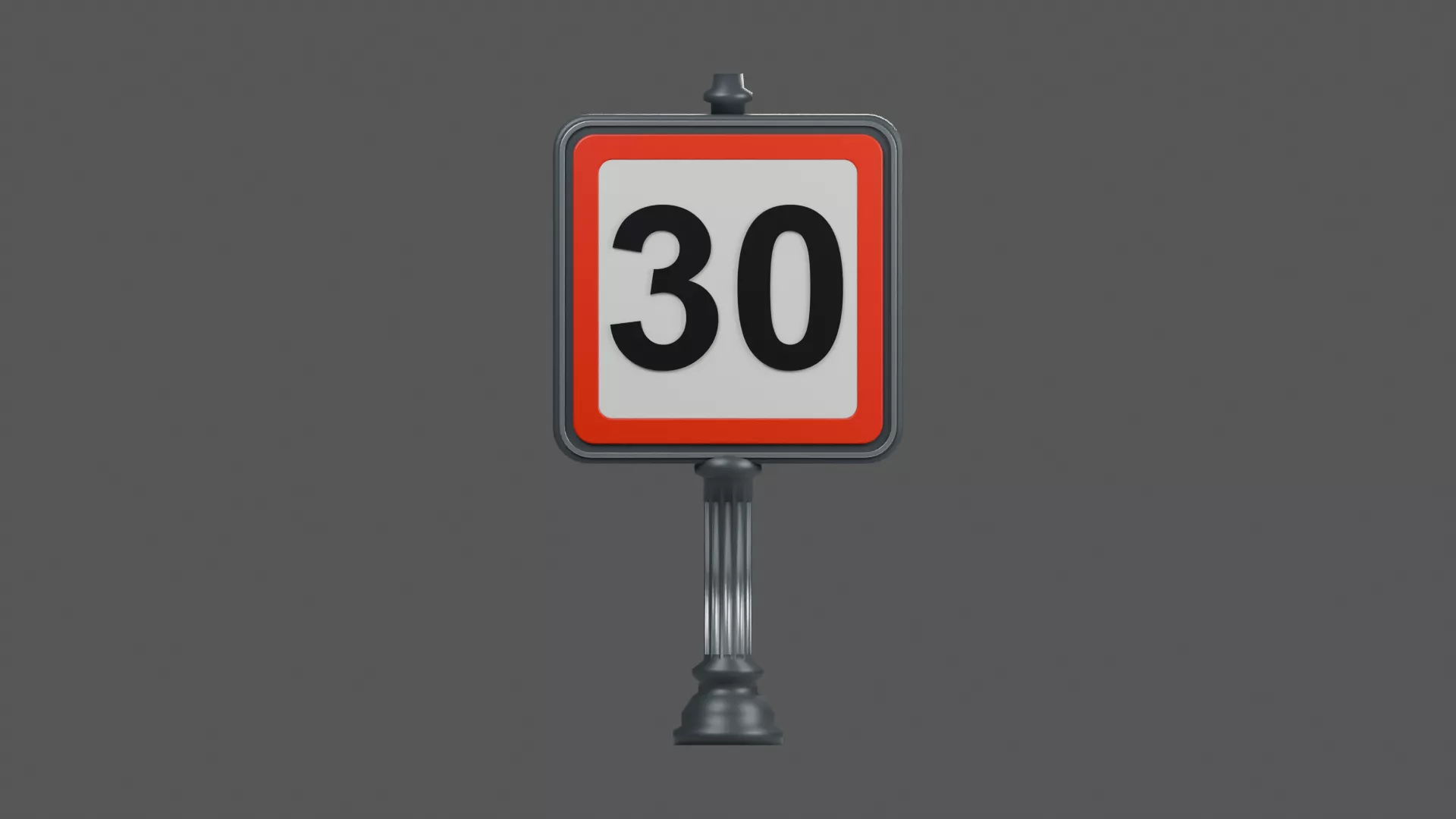 Rectangular Thirty Speed Limit Sign Low-poly 3D model