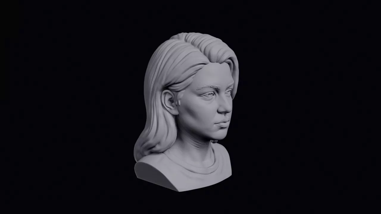 Teenage Turkish Girl With Thick Hair Bust 3D print model