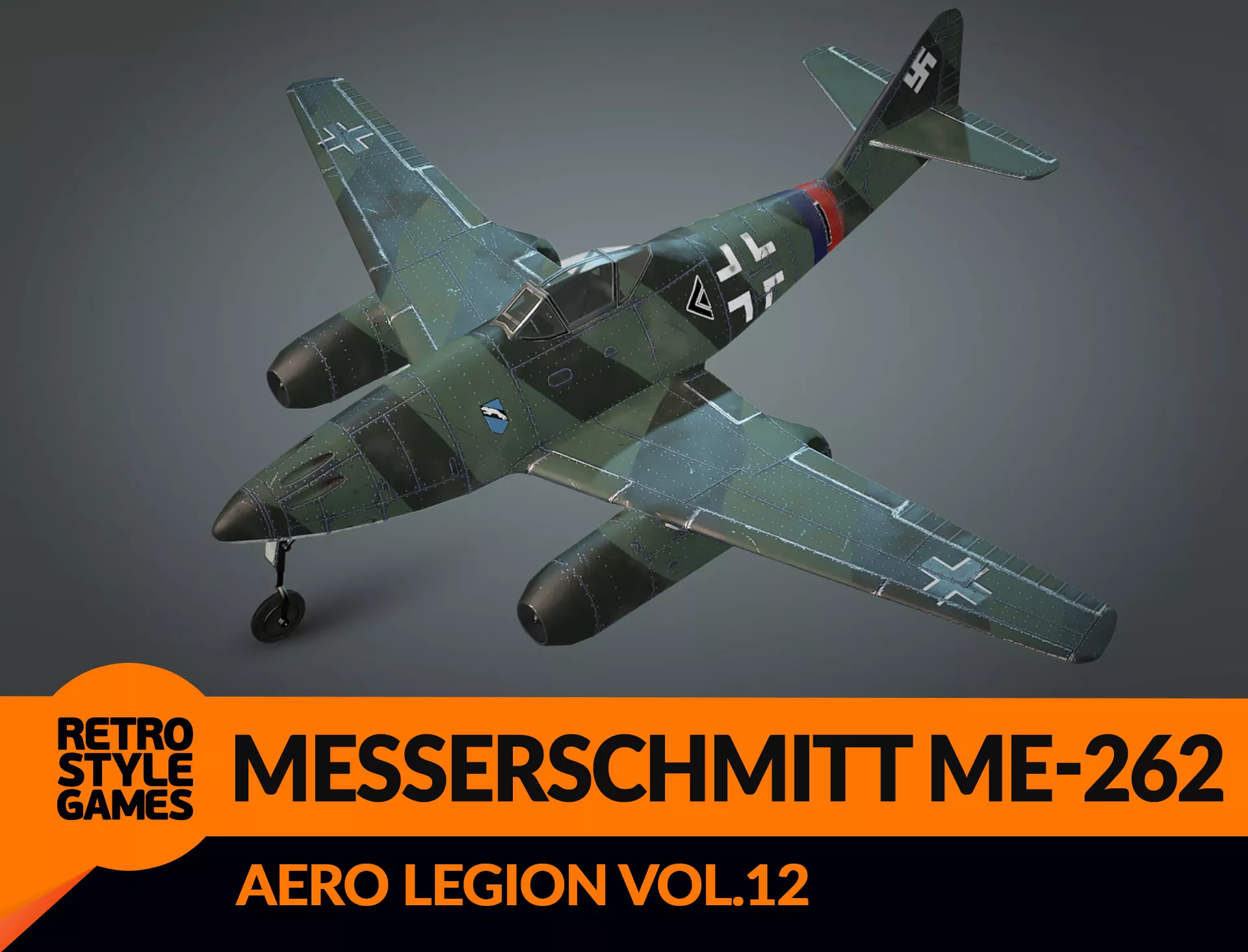 Messerschmitt Me-262 - Low Poly WW2 Jet Fighter 3D Model Low-poly 3D model