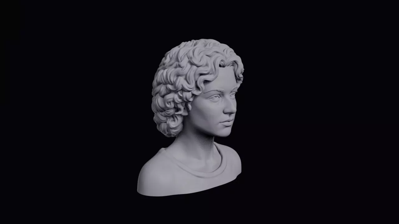 Teenage Greek Girl With Curls Bust 3D print model