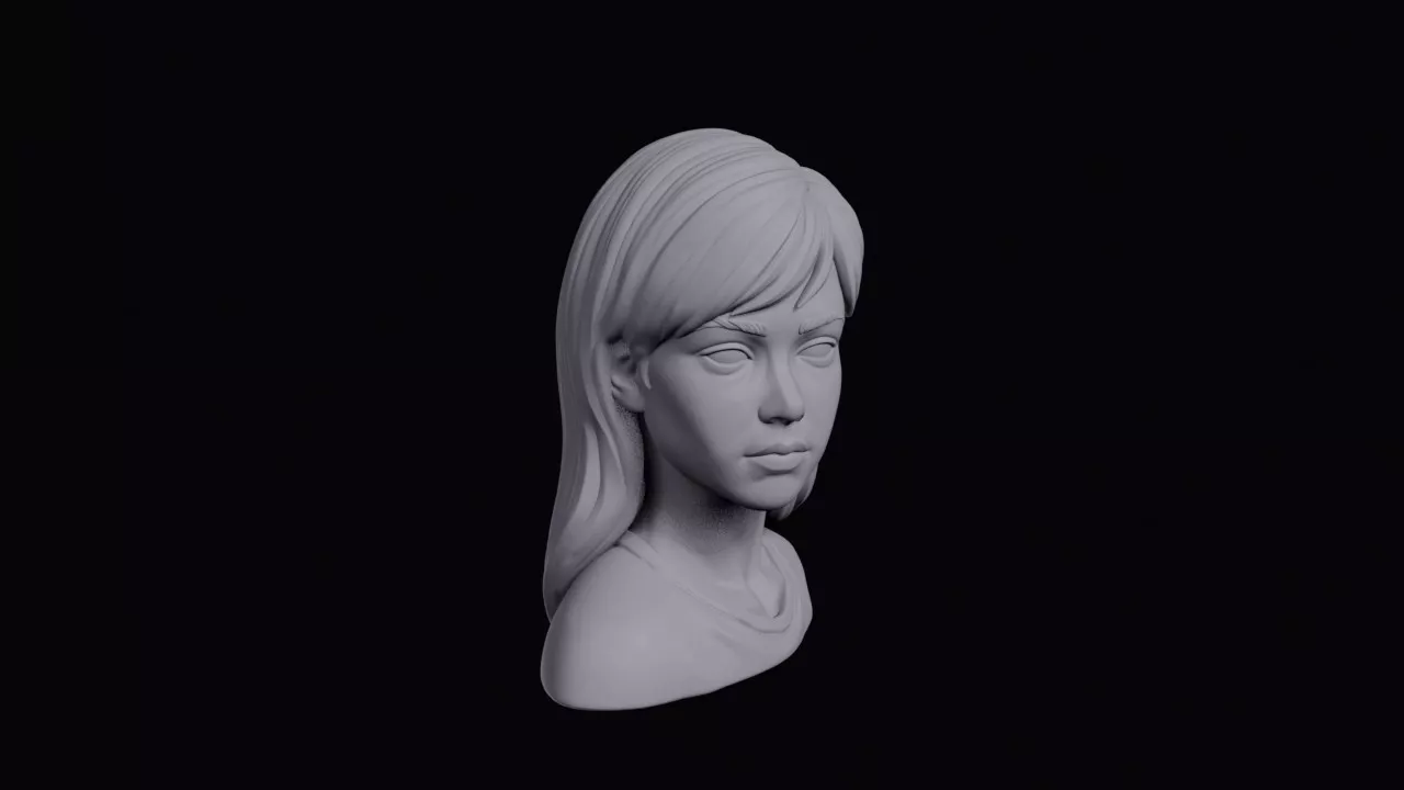 Teenage Girl Side Swept Fringe Bust 3D print model