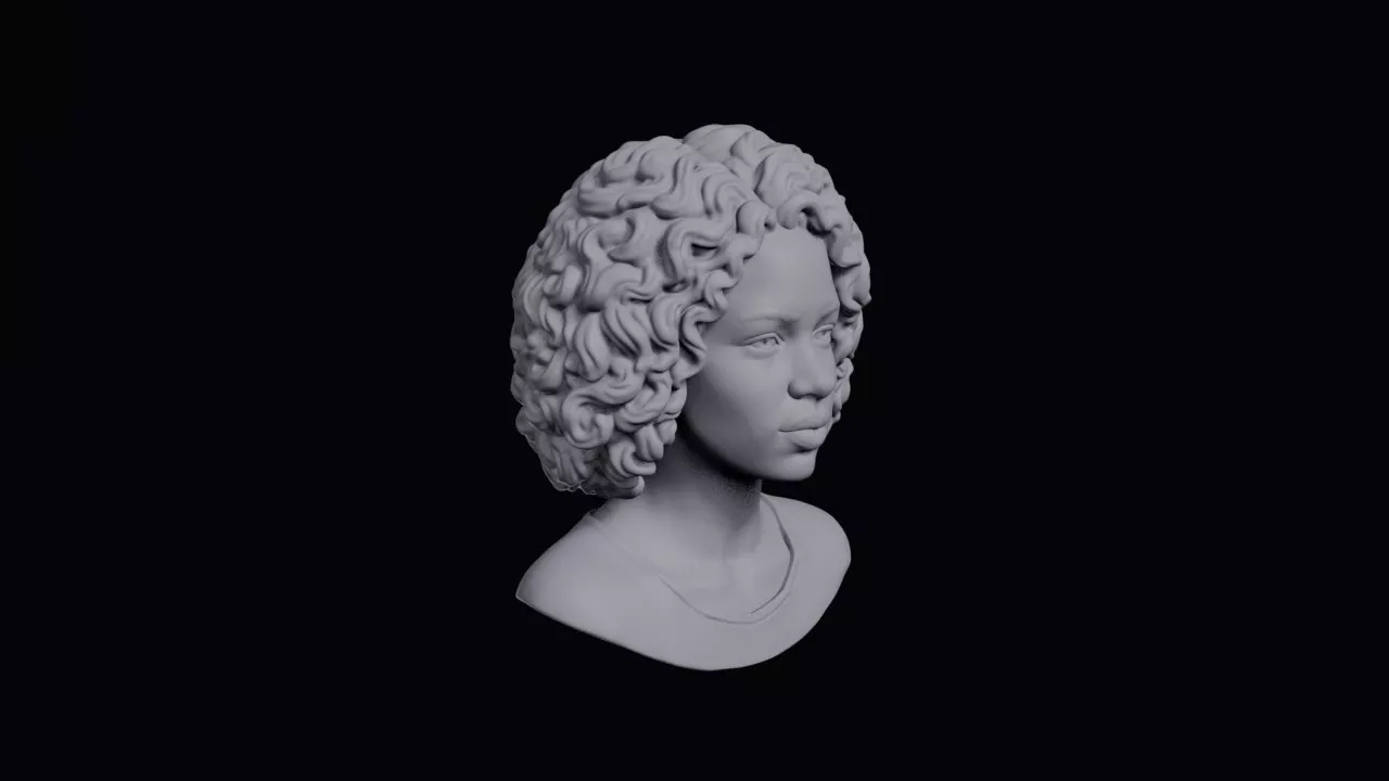 Teenage Brazilian Girl With Thick Curls Bust 3D print model