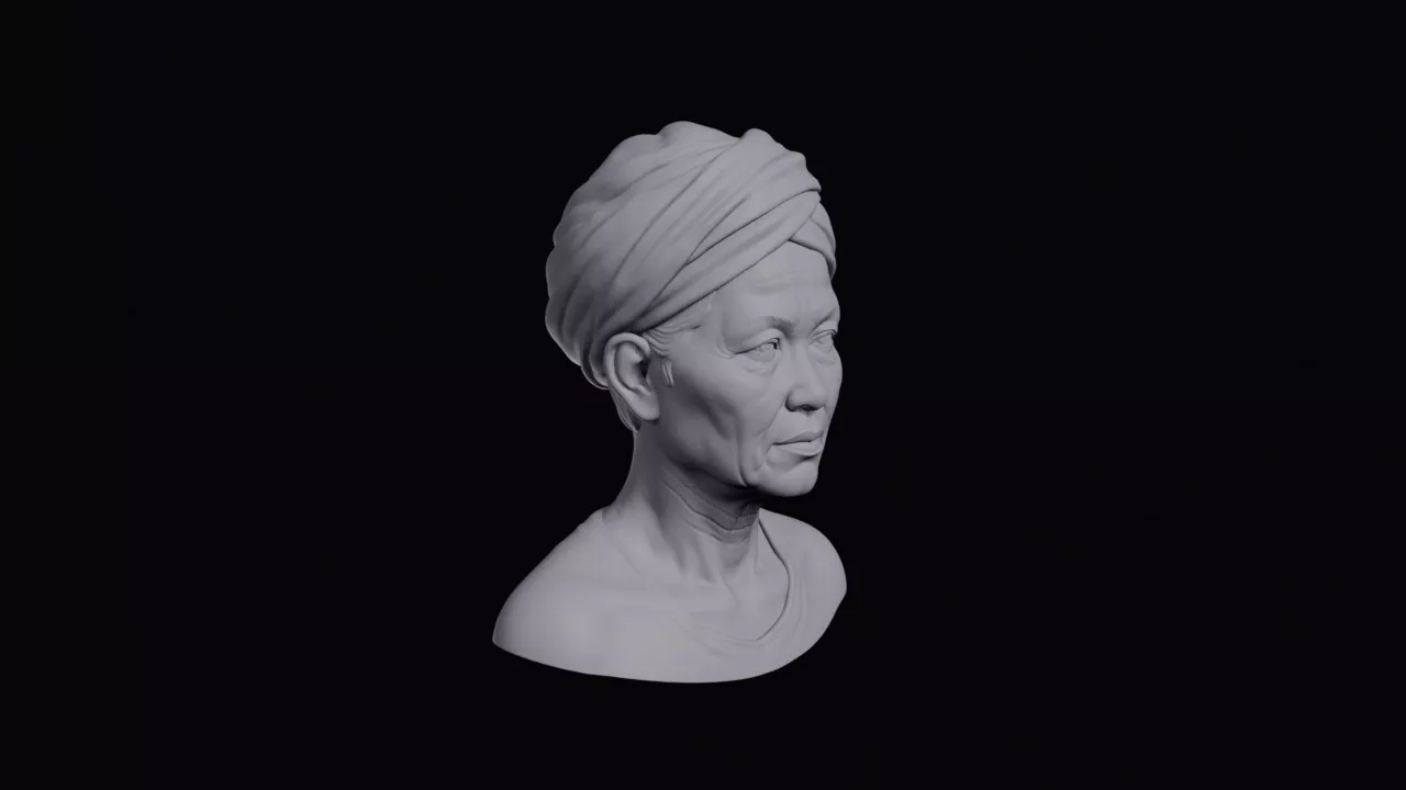 Shan Woman With Turban-Style Headwrap Bust 3D print model