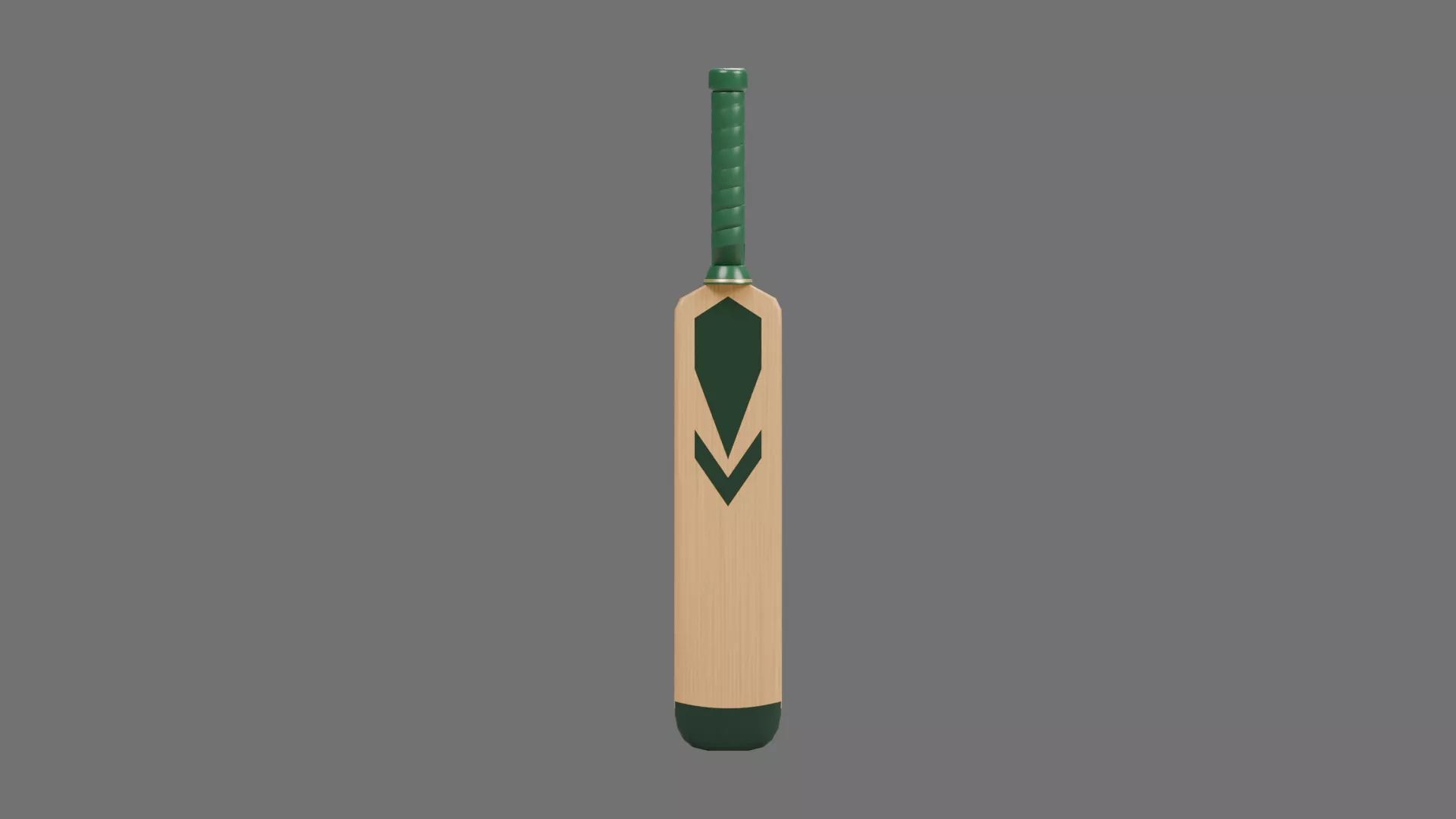 Green Handled Cricket Bat with Gold Emblem Low-poly 3D model