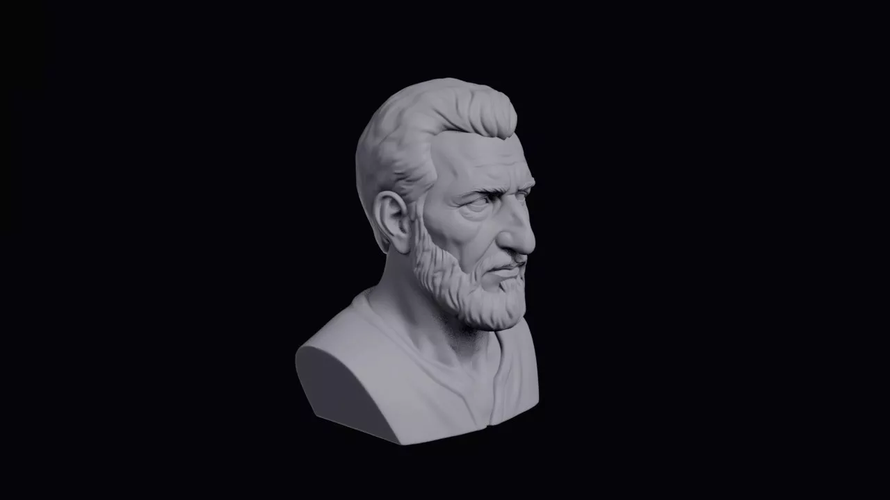 Pashtun Man With Heavy Hooked Nose Bust 3D print model