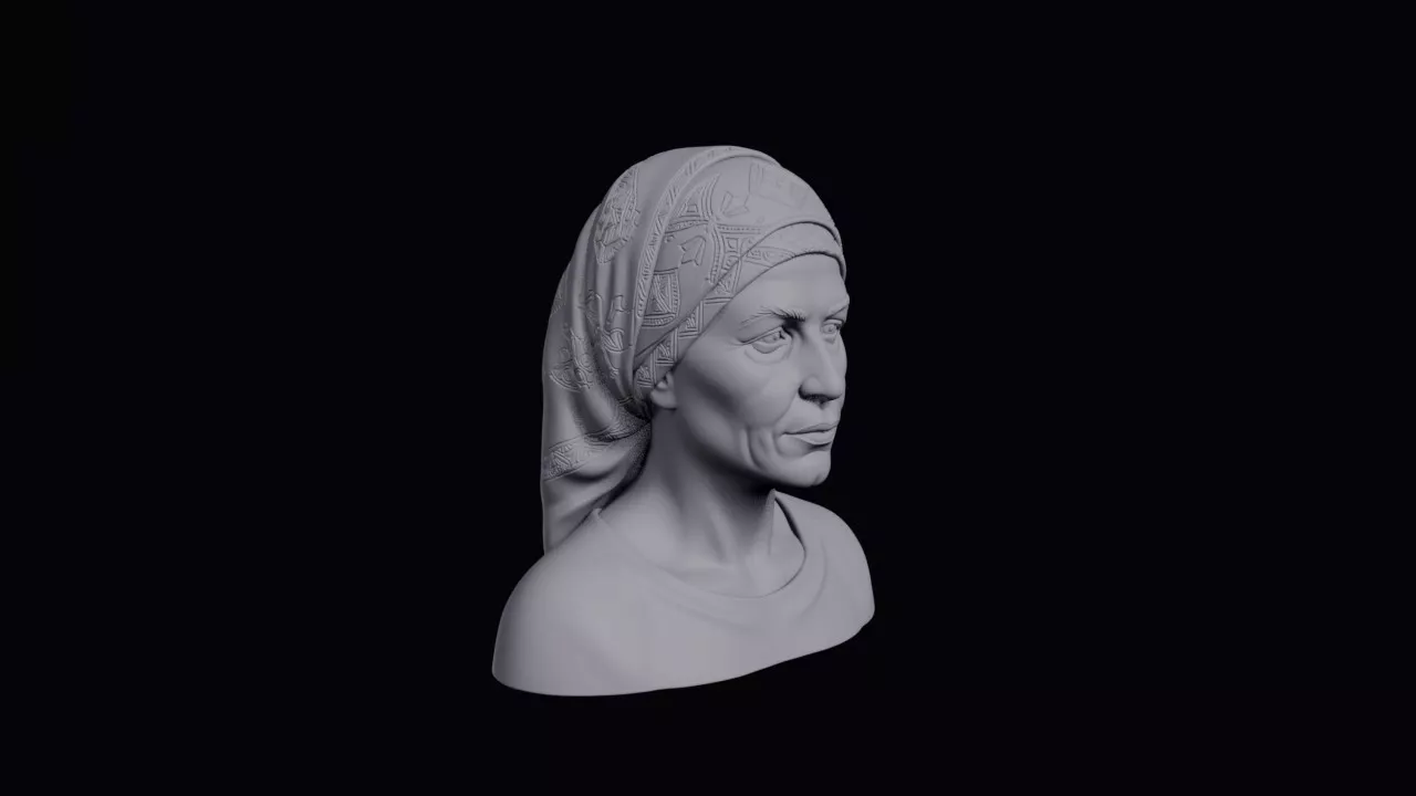 Omani Woman With Patterned Head Covering Bust 3D print model