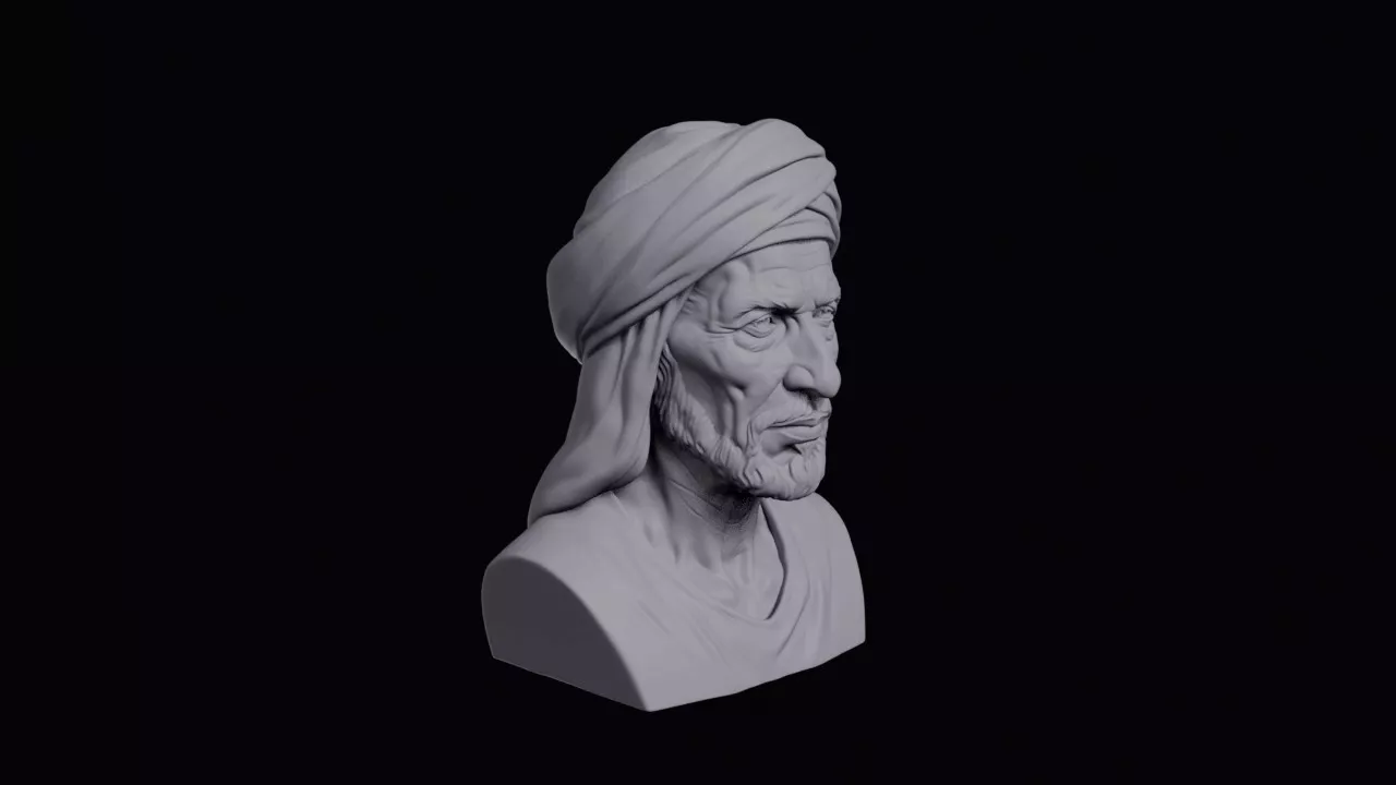 Old Tuareg Man With Long Lean Face Bust 3D print model