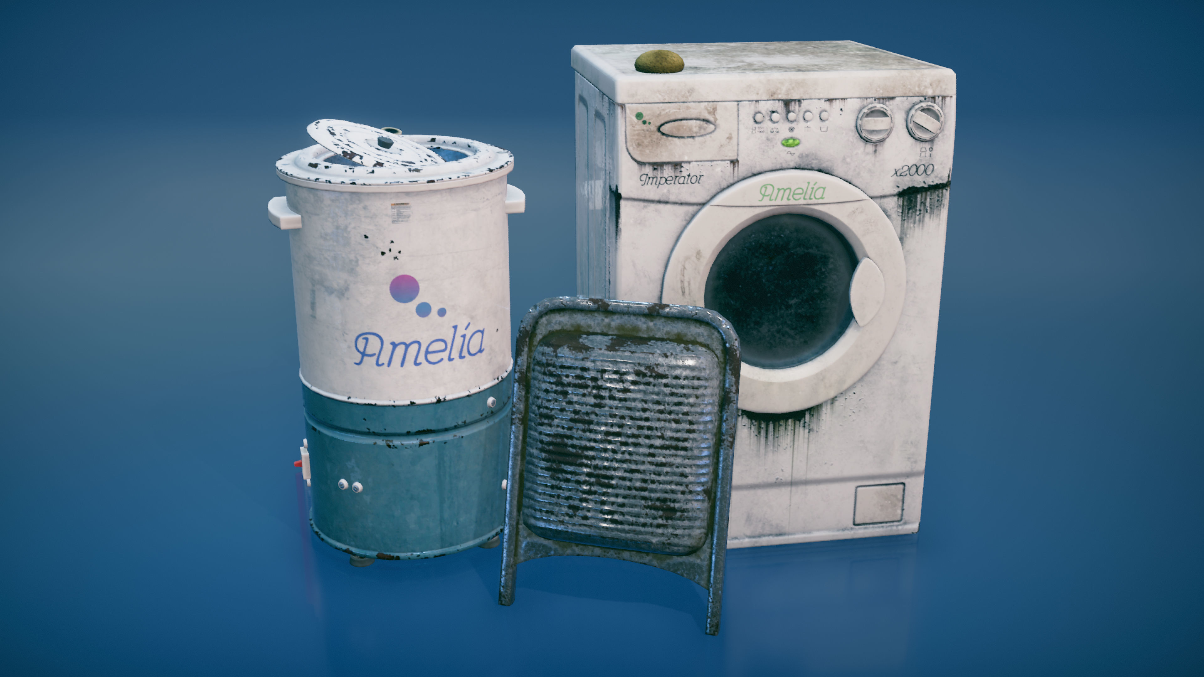 Modern washing machines Low-poly 3D model_1
