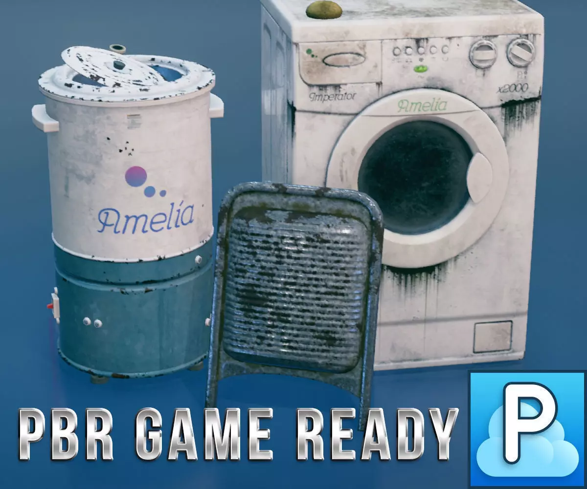 Modern washing machines Low-poly 3D model_0
