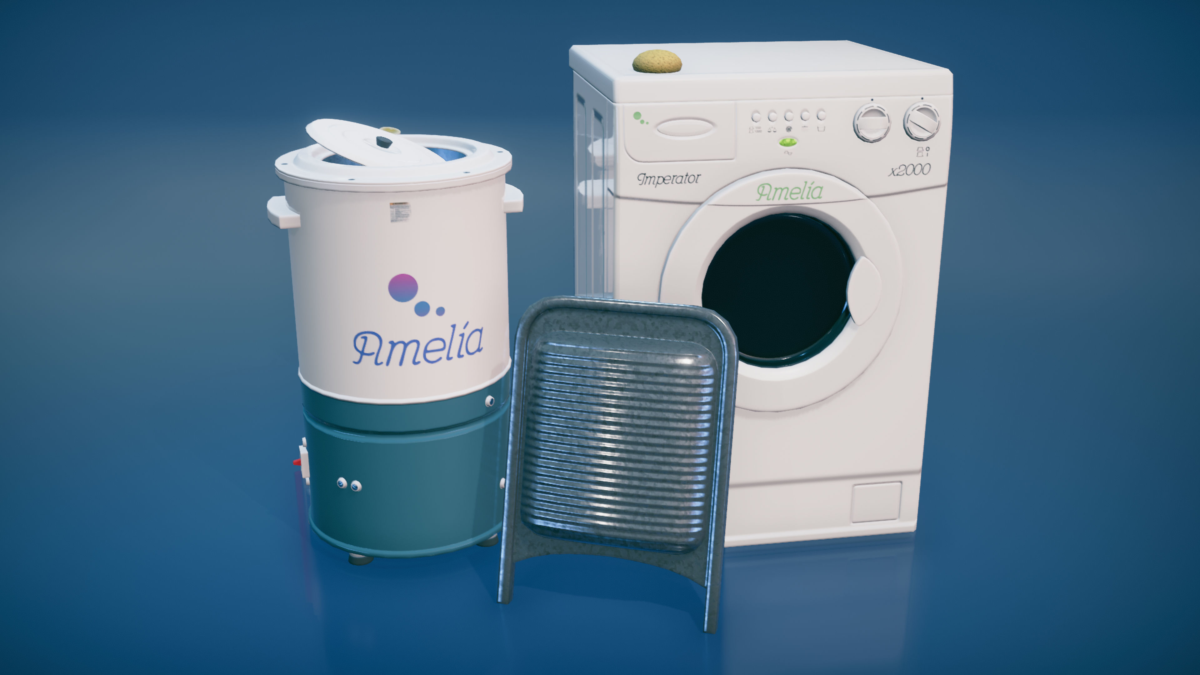 Modern washing machines Low-poly 3D model_2