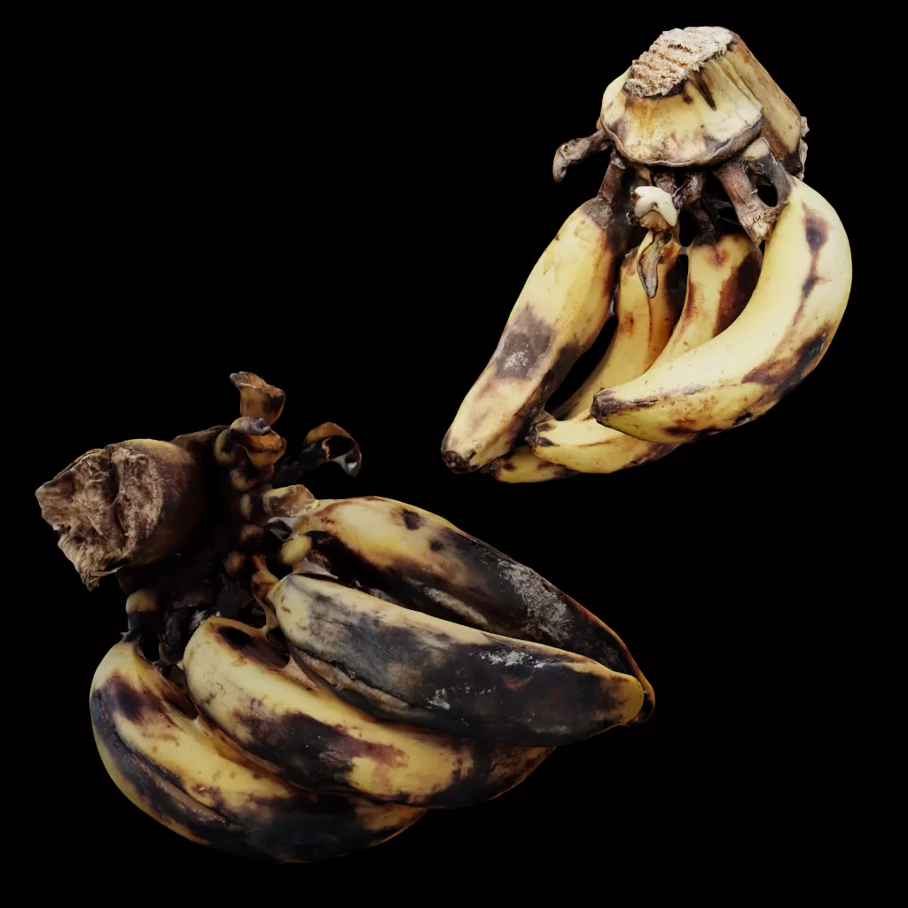 Overripe Bananas Bunch Low-poly 3D model