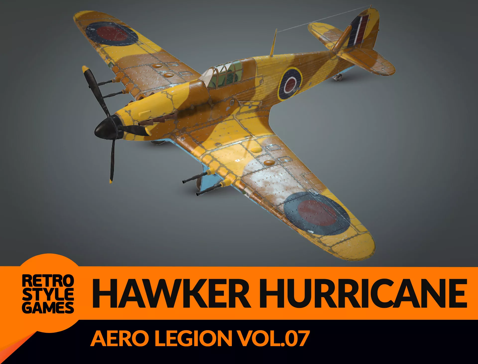 Hawker Hurricane Mk IIB - Game-Ready WW2 Fighter 3D Model Low-poly 3D model