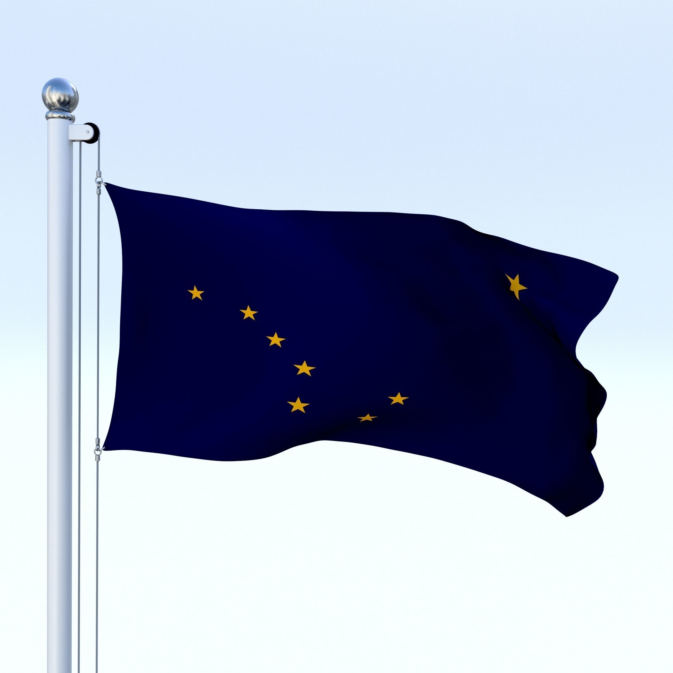 Animated Alaska Flag Low-poly 3D model_4