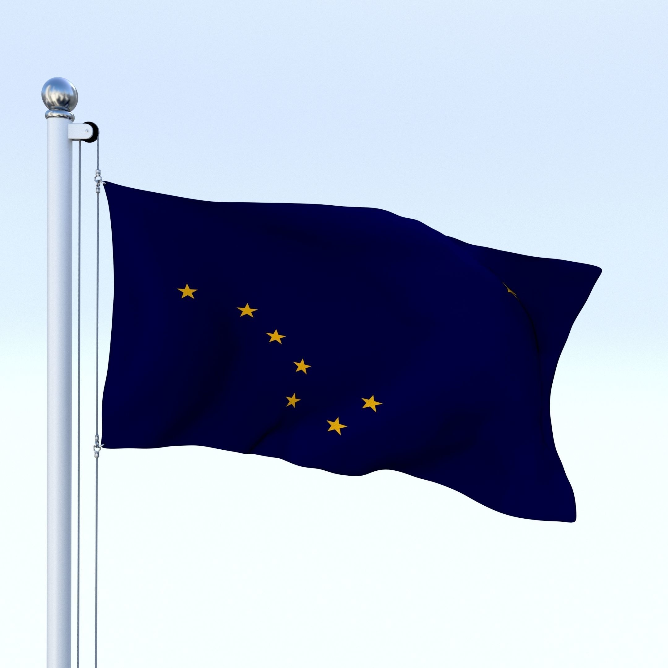 Animated Alaska Flag Low-poly 3D model_5