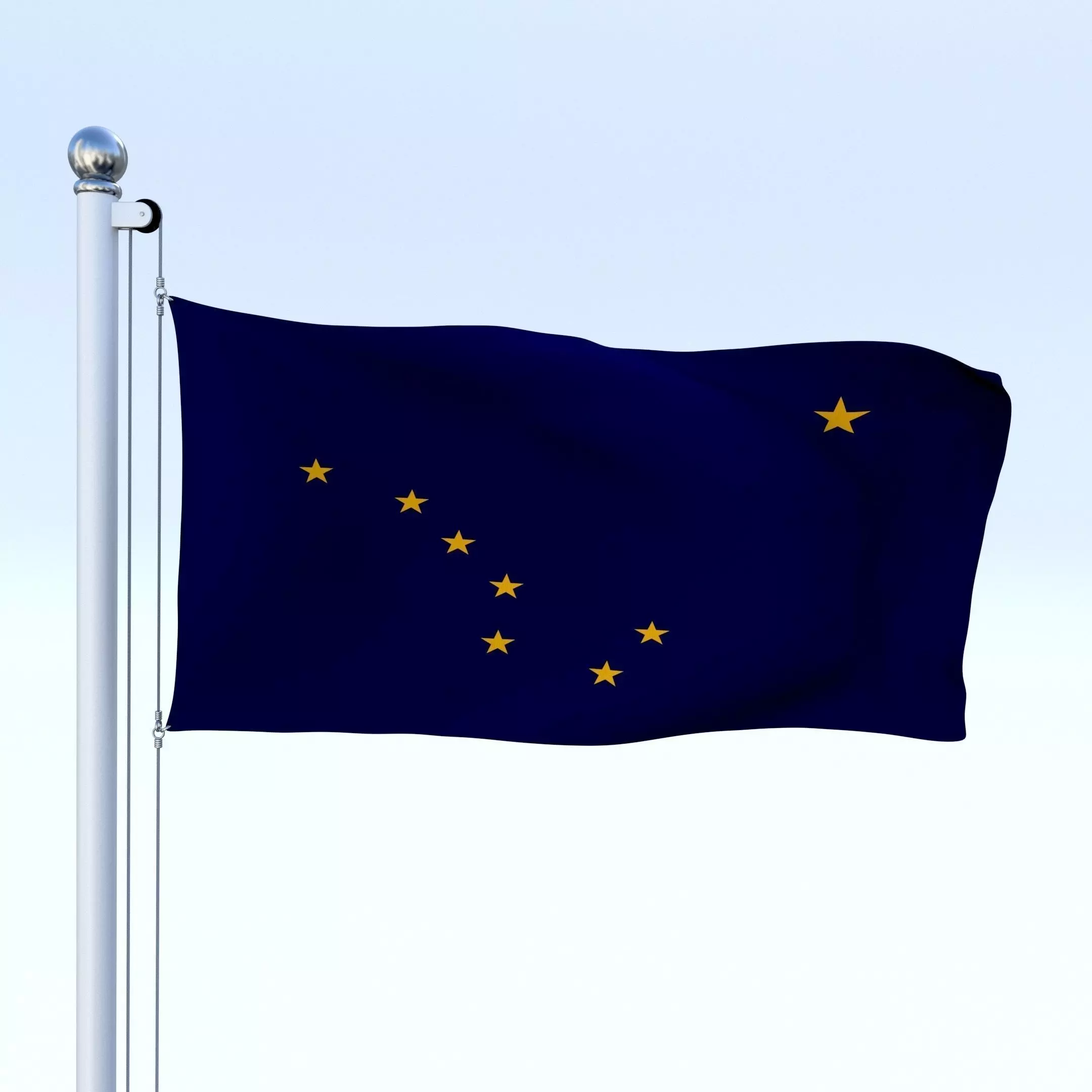 Animated Alaska Flag Low-poly 3D model_0