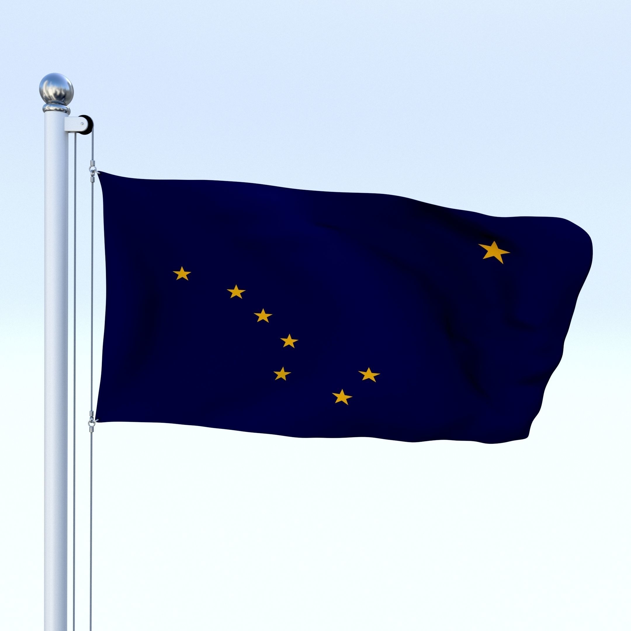 Animated Alaska Flag Low-poly 3D model_8
