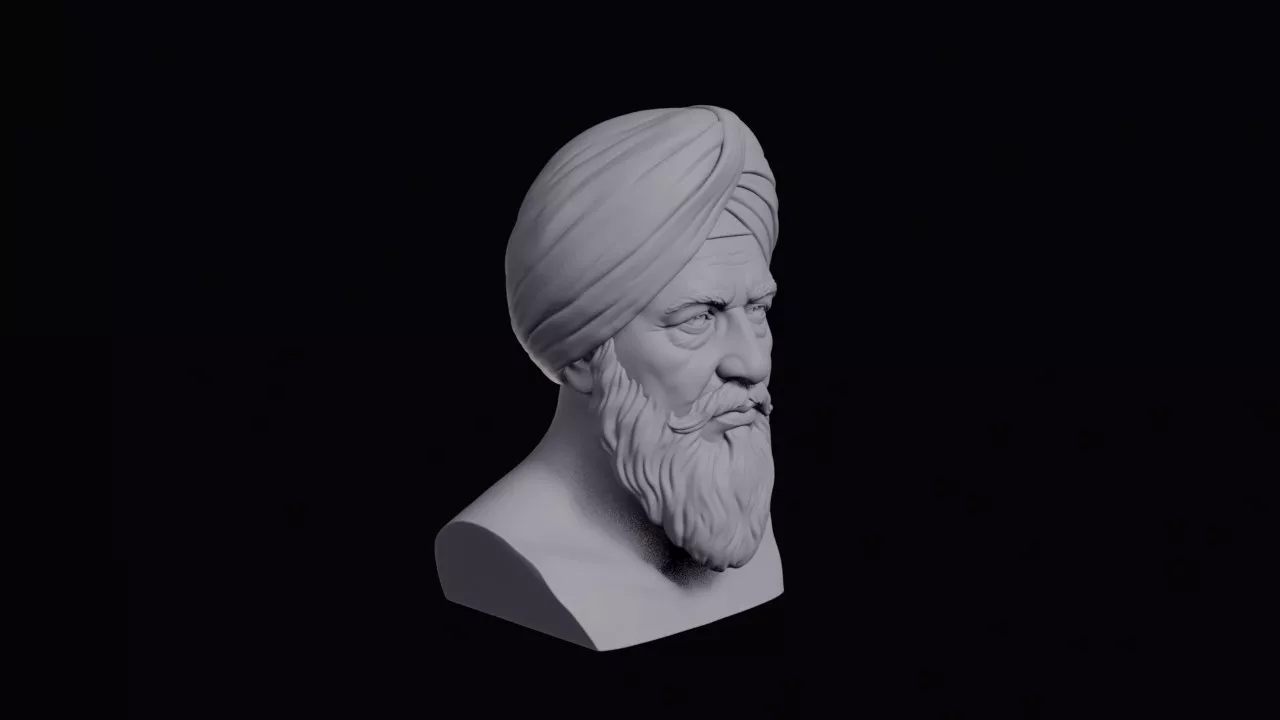 Old Punjabi Man With Turban Bust 3D print model