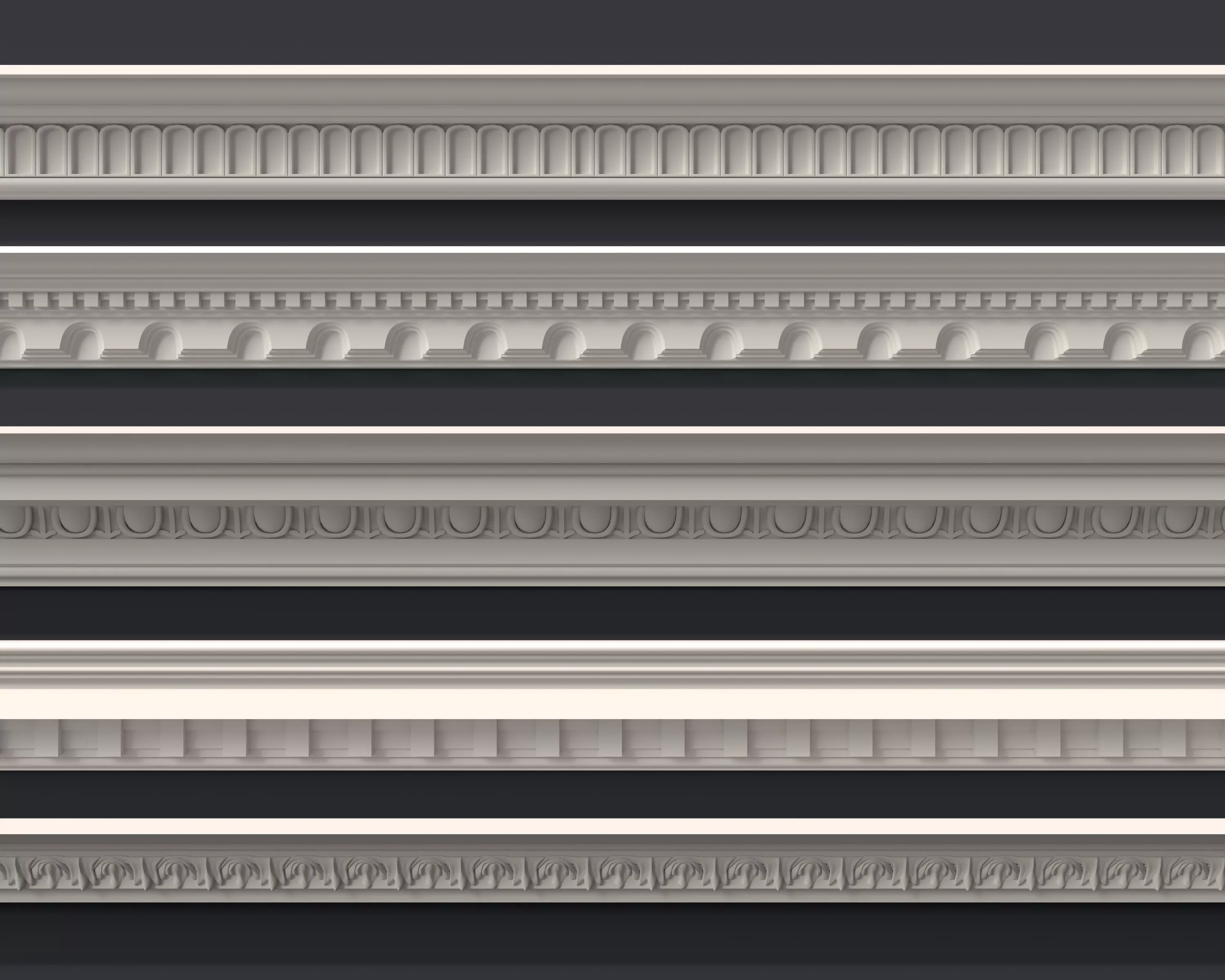 collection of moldings Low-poly 3D model
