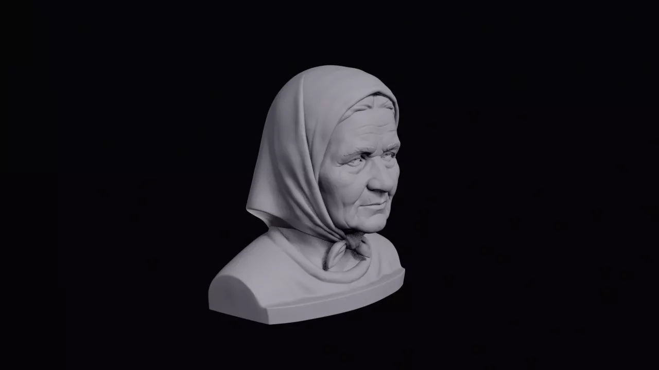 Old Lithuanian Woman With Headscarf Bust 3D print model