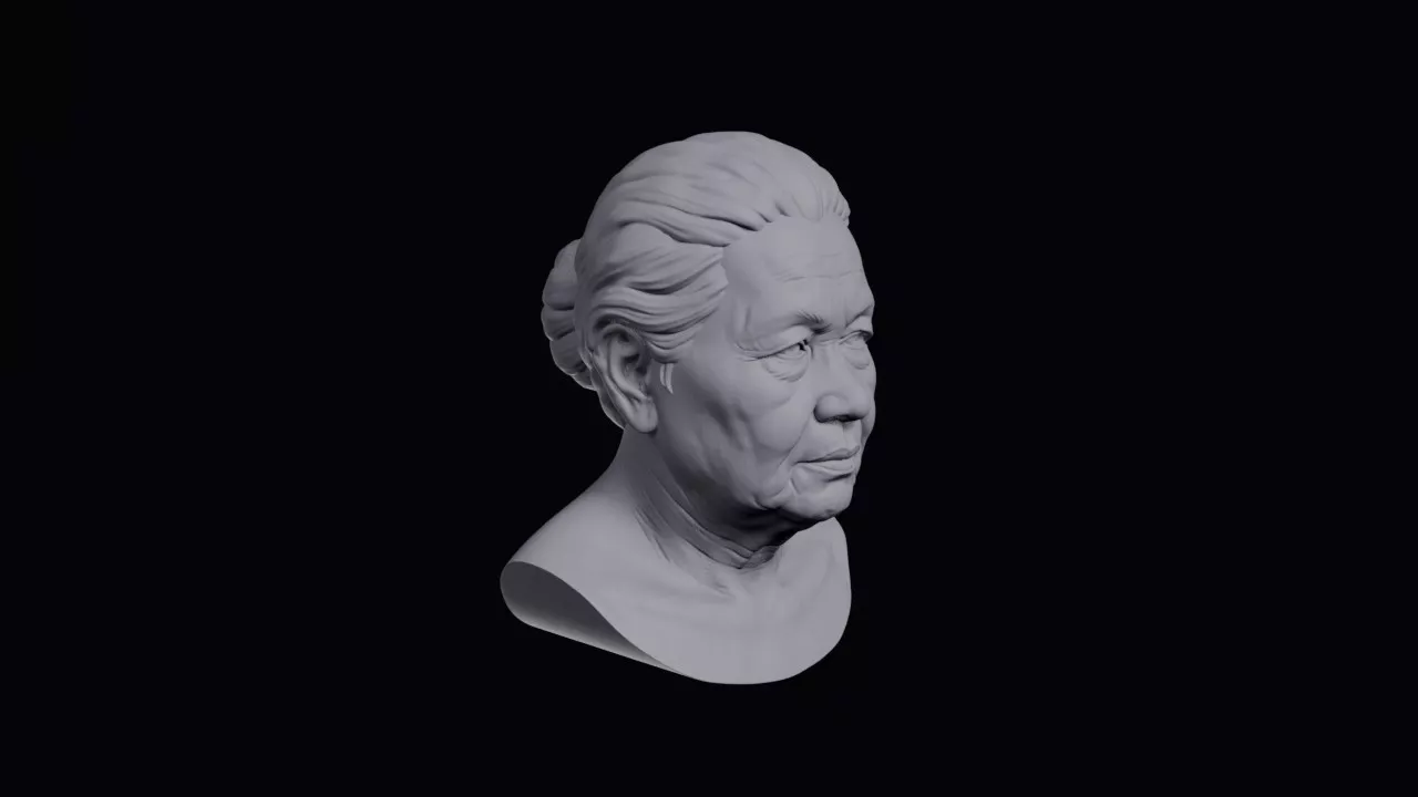 Old Kadazan Woman With Round Face Bust 3D print model