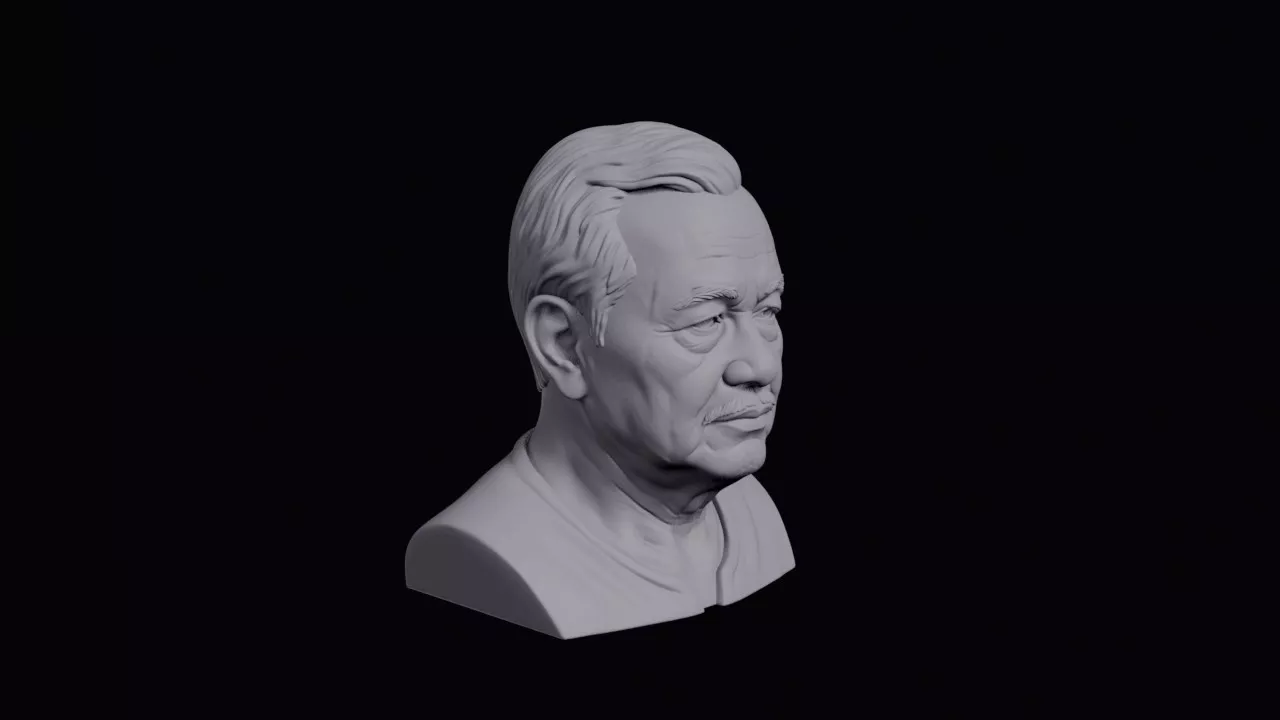 Old Kadazan Man With Round Face Bust 3D print model