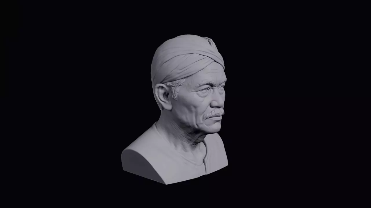 Old Javanese Man With Batik Headcloth Bust 3D print model